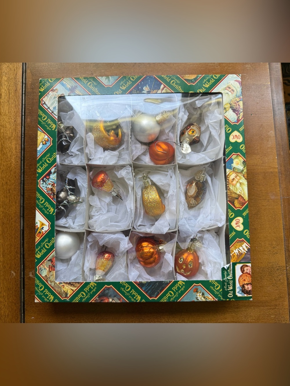 Vintage-Inspired Orange and Gold Glass Ornament Set - Home Accents